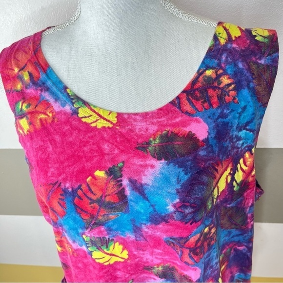 INGEAR Resort Vintage 90s Pink Tropical Floral Hawaiian Vacation Dress Size 1X - Picture 10 of 12